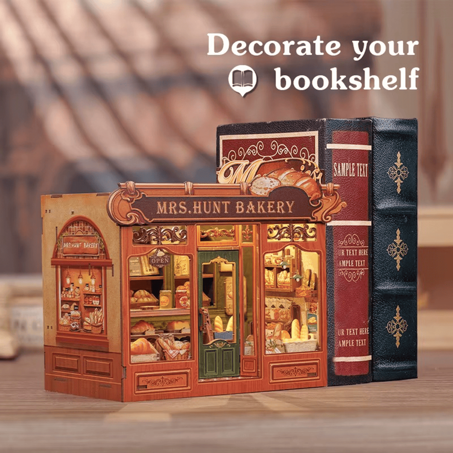 CUTEBEE Wooden Miniature House DIY Book Nook Kit 3D Magic Dollhouse Bookshelf Insert for Home Desk Decorative Display Gift Ideas