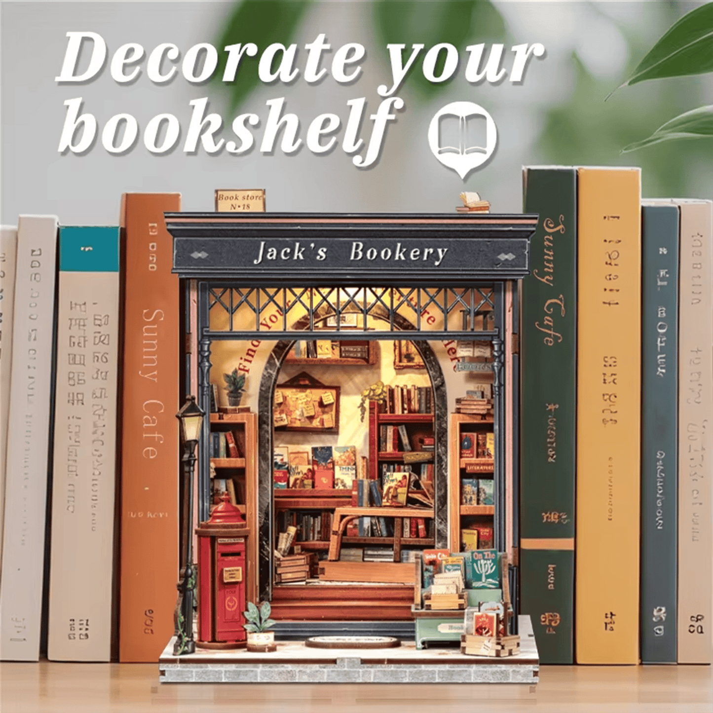 CUTEBEE Wooden Miniature House DIY Book Nook Kit 3D Magic Dollhouse Bookshelf Insert for Home Desk Decorative Display Gift Ideas