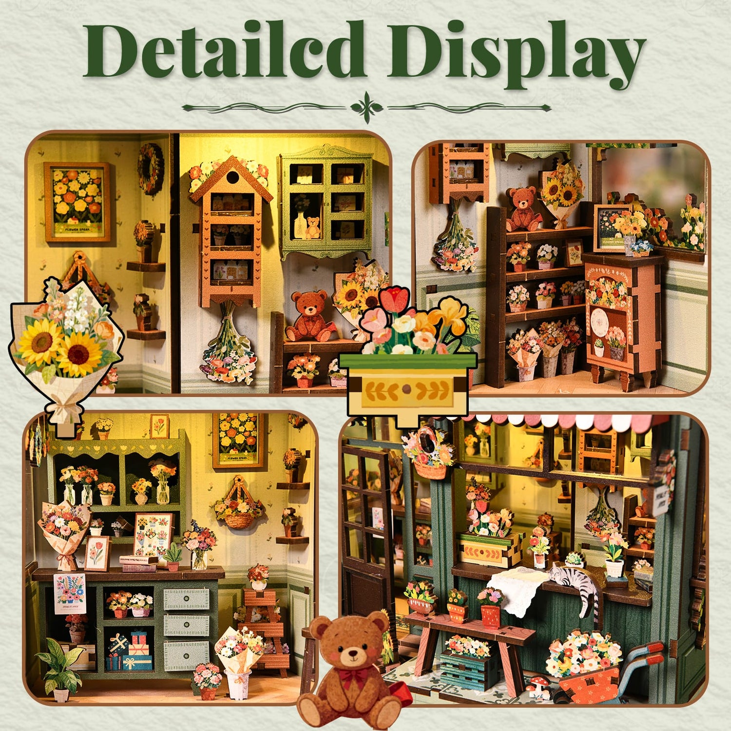 Book Nook Aura Verde Flower Room details produit