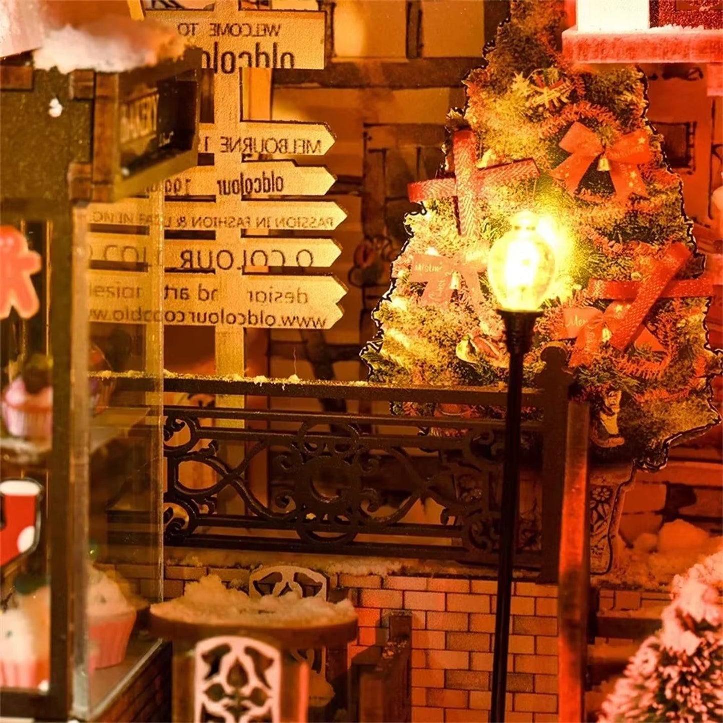 Book Nook Bustling Street Scene Wooden