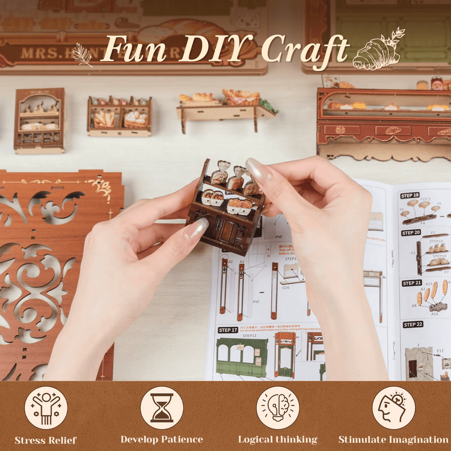 CUTEBEE Wooden Miniature House DIY Book Nook Kit 3D Magic Dollhouse Bookshelf Insert for Home Desk Decorative Display Gift Ideas