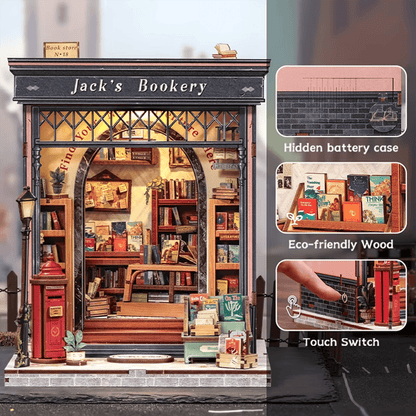 CUTEBEE Wooden Miniature House DIY Book Nook Kit 3D Magic Dollhouse Bookshelf Insert for Home Desk Decorative Display Gift Ideas